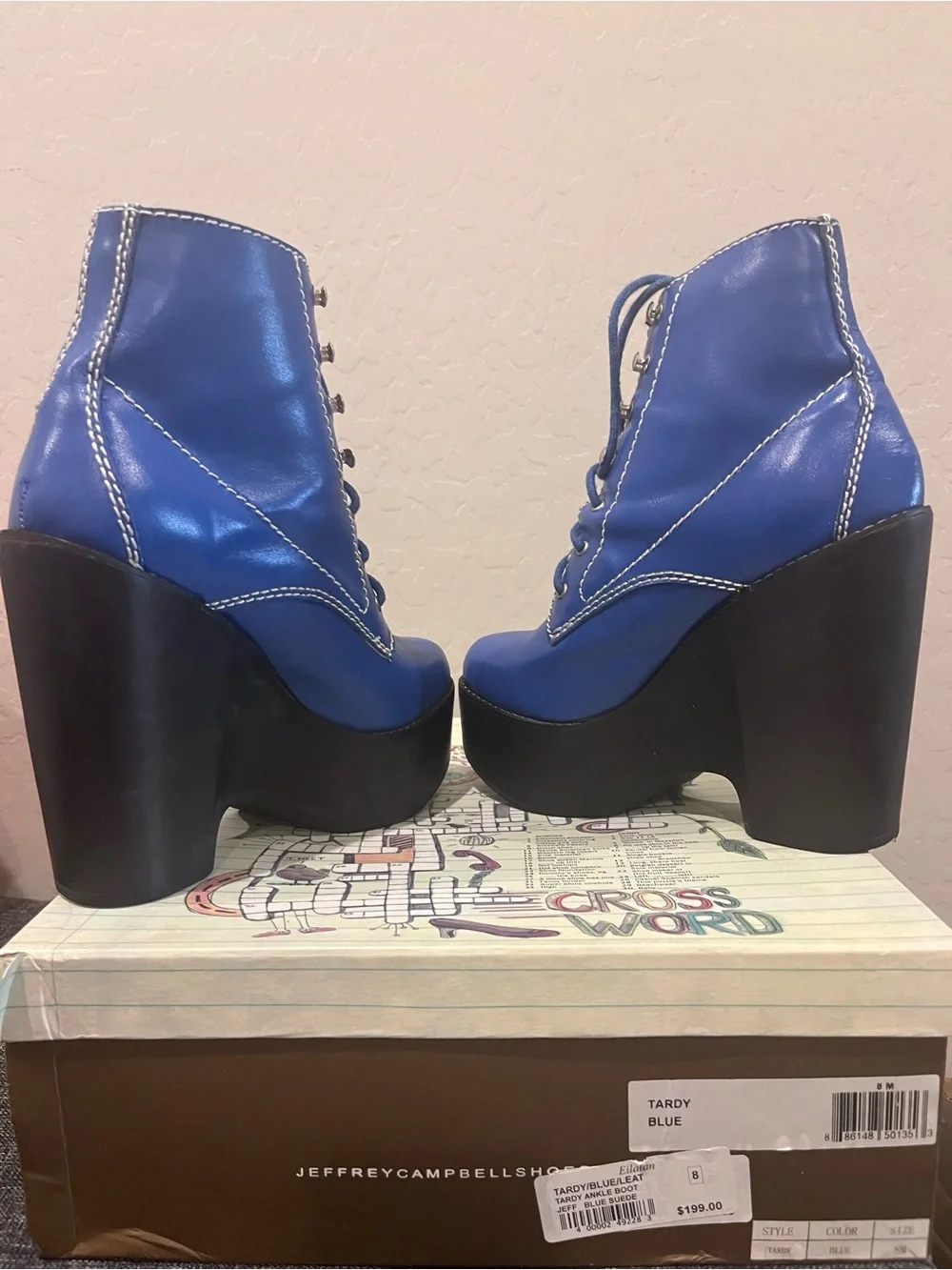 Jeffrey Campbell Tardy Blue Platform Ankle Boot